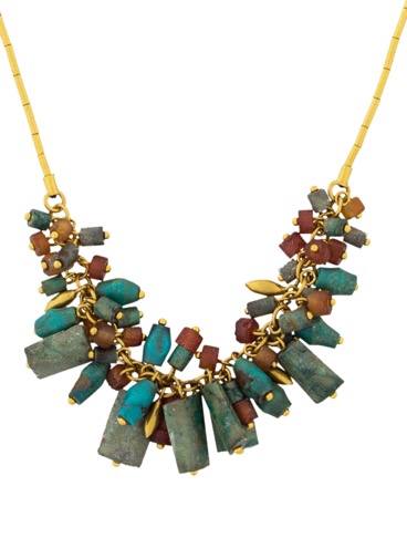 Phoenician Gold and Turquoise Bead Necklace
